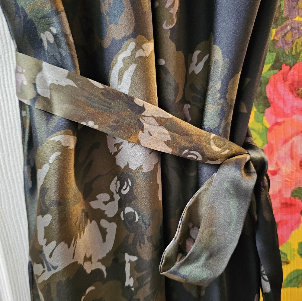 GOLD HAWK FLORAL-PRINT LACE DETAIL SILK DRESS - Picture 5 of 7